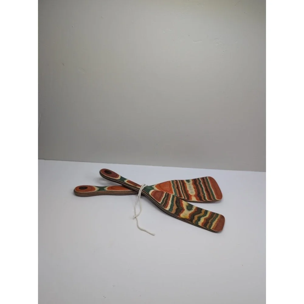 2 Spatulas Colorful Handmade Pakka Wood Kitchen Utensil New